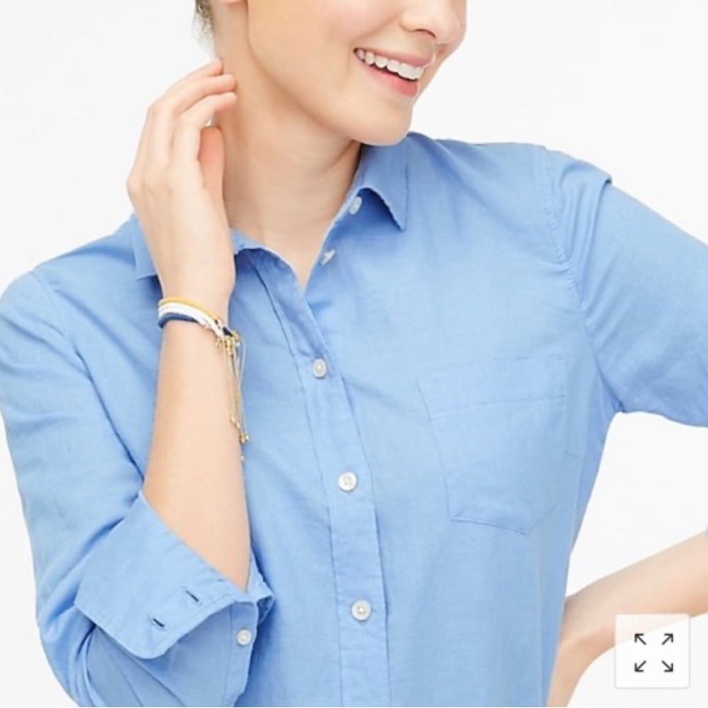 J. Crew Factory Linen shirt perfect fit AL 522 Blue Size Large - Picture 15 of 16